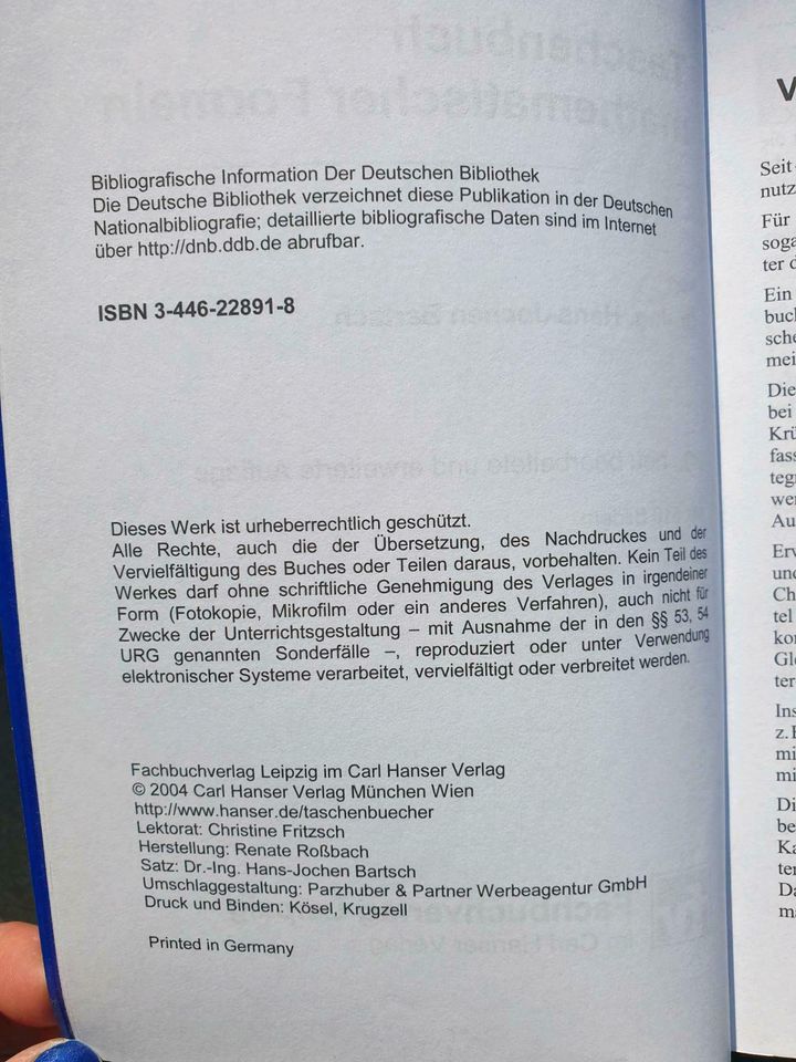 Taschenbuch Mathematischer Formeln, Bartsch 20. Aufl. 2004 in Centrum