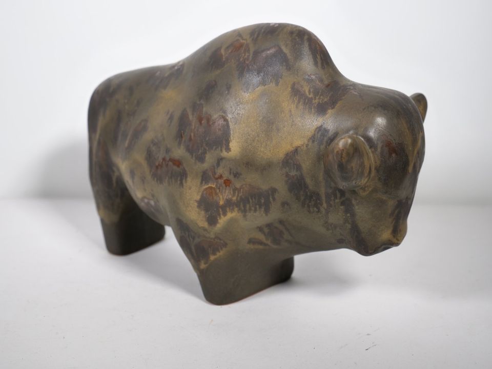 Bulle Keramik Design figur von Kurt Tschörner Ruscha Bison Stier in Mainz