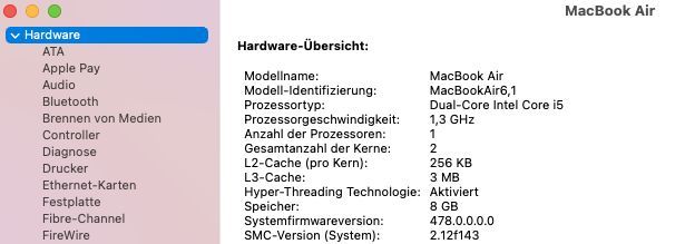 MacBook Air 11 Zoll 8 GB RAM 256 GB SSD - neuer Akku, Zubehör in Speyer