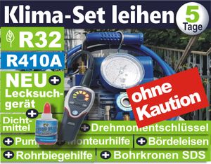 Set: Vakuumpumpe Klimaanlage 128 L/min, R32 geeignet  +Monteurhilfe+Absperrventil