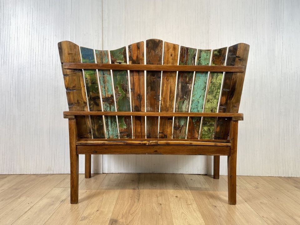 Boatwood by WMK # Schönes, einzigartiges Sofa aus altem Bootsholz, ein handgefertigtes Unikat aus massivem Teakholz # Couch Bank Holzbank Sitzbank Bench Küchenbank Gartenmöbel Bootsmöbel Balkonmö in Berlin