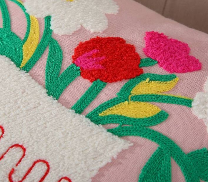Neuer Kissenbezug 45X45 cm in Rosa mit bestickten Blumenvase in Ulm