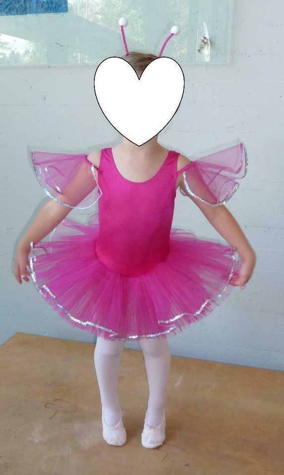 Ballett Kostüm Schmetterling Kleid Tutu pink Glitzer ca. 104/110 in Bad Krozingen