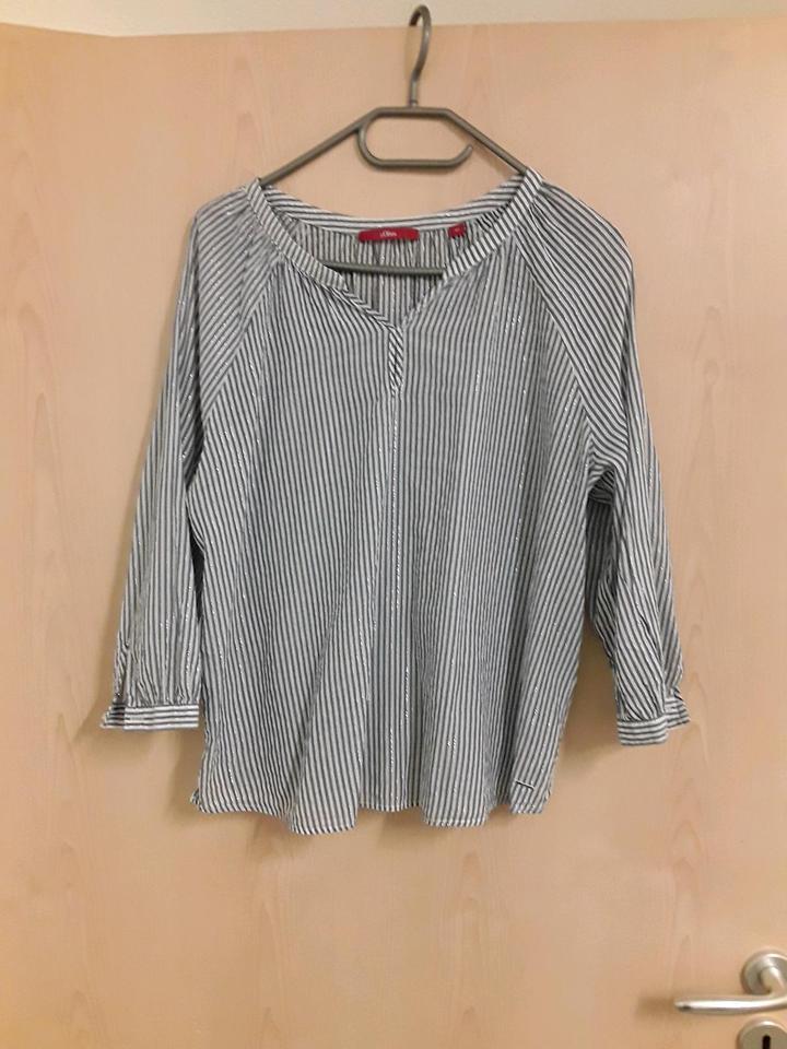 S.Oliver Bluse, Tunika, 3/4 Ärmeln,  blau-weiß gestreift, Gr. 40 in Werneck