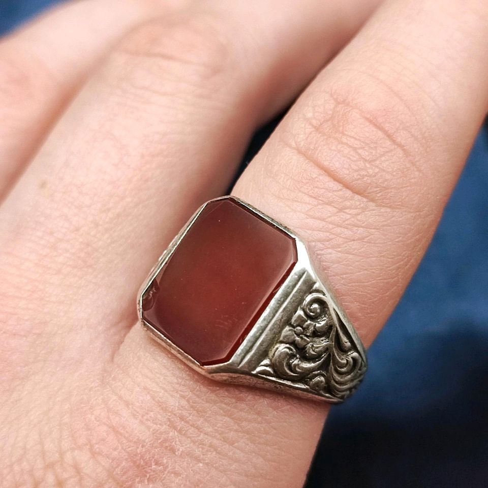 Herren Siegel Ring Silber Karneol Jugendstil antik Gr 65 in München