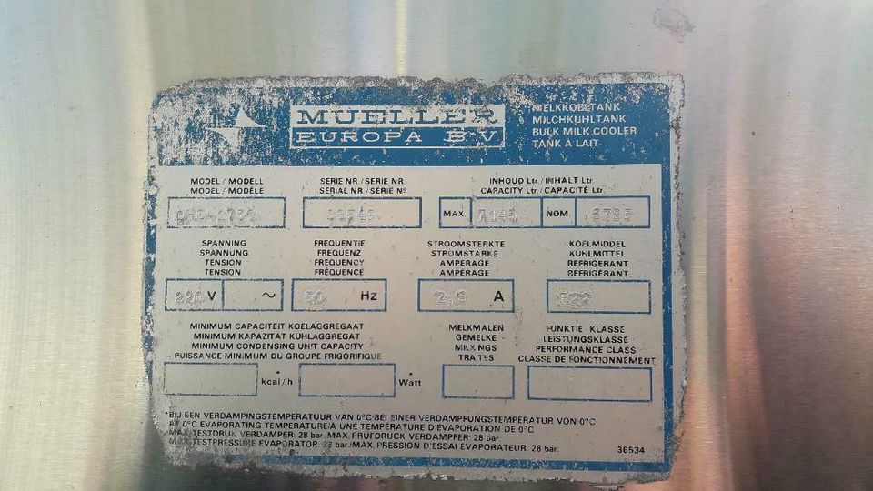 Milchkühltank Müller 7145 Liter, Milchtank in Bassum