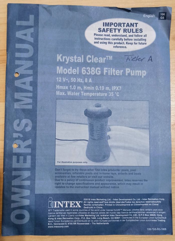 INTEX Krystal Clear Pool Filter Pumpe Modell 638G Neuw. stark TOP in Freital