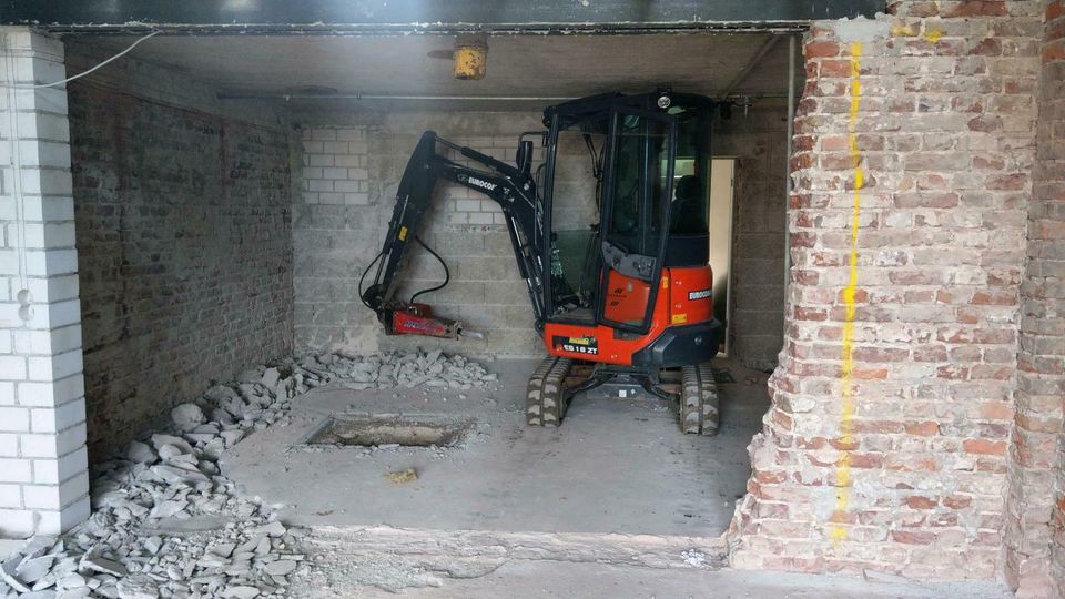 Abbruch, Fundamente, Gartenhaus, Terrasse, Beton, Bagger, Garage in Voerde (Niederrhein)