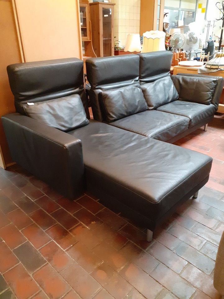 Ledercouch Ecksofa von Brühl schwarzes Leder in Solingen