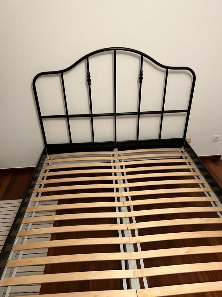 SAGSTUA Bett mit Federholzrahmen, schwarz, 160x200 in München
