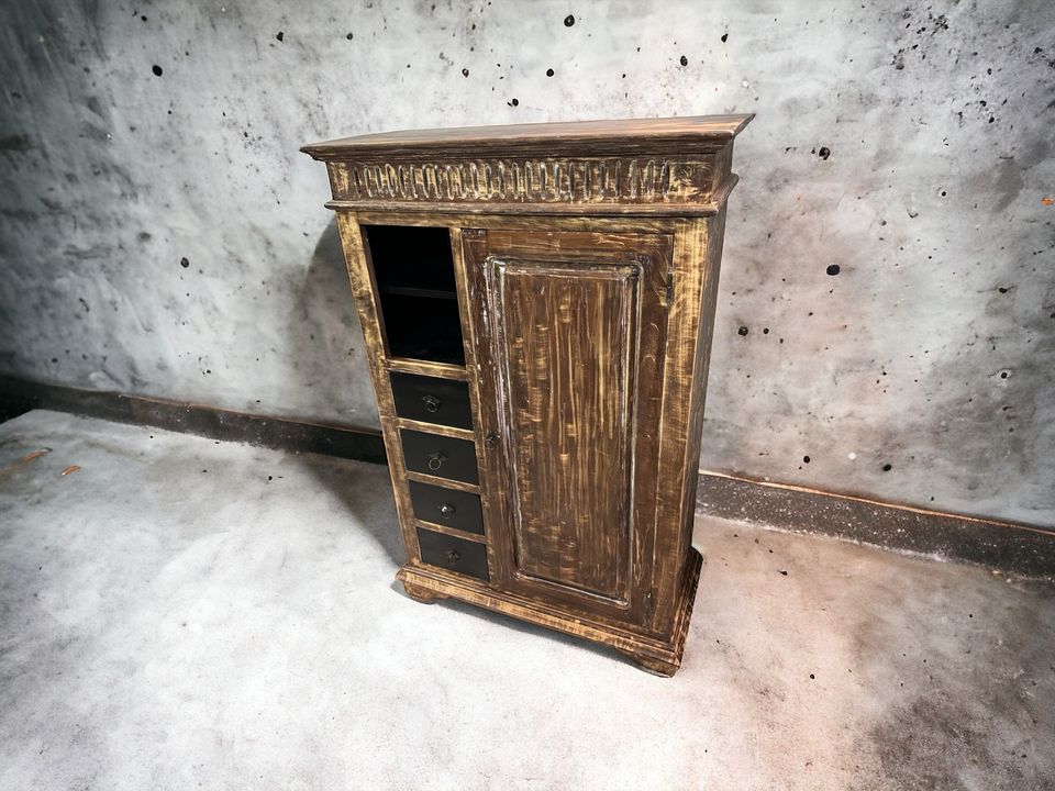 Vintage Teak Shabby Chic Vertiko Highboard 92x140x44cm in Düsseldorf