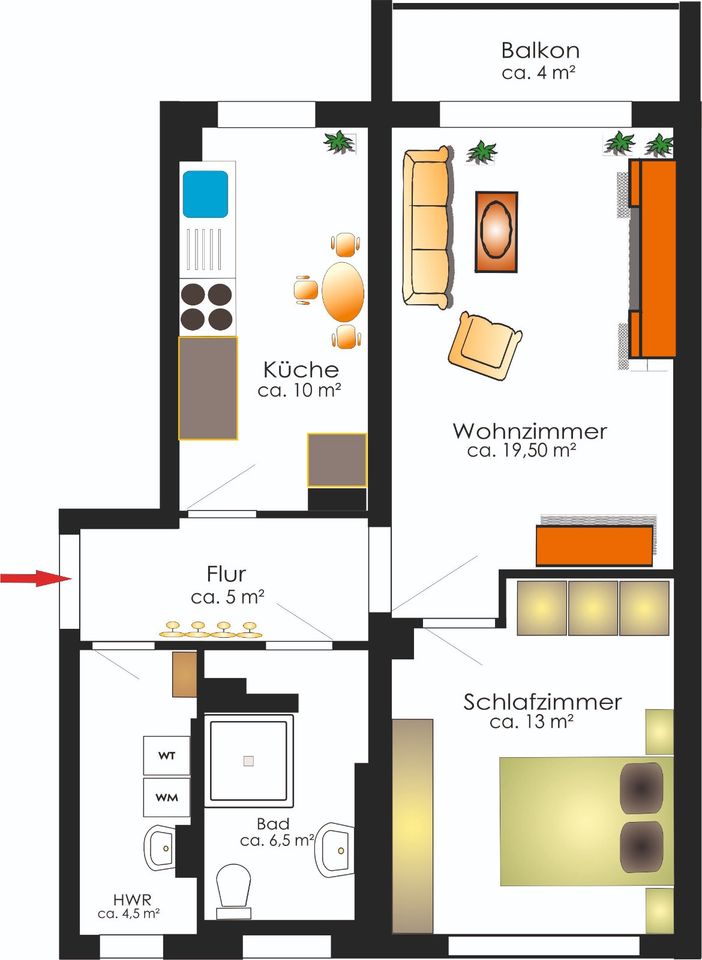 Neu sanierte 2-Raum-Wohnung mit viel Platz! in Hohenstein-Ernstthal