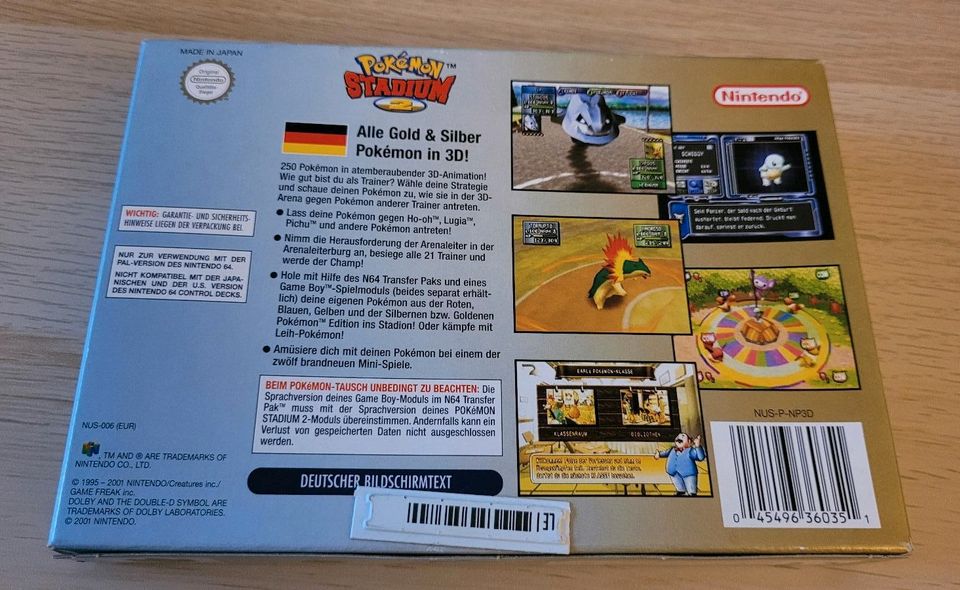 Nintendo 64 Spiel - Pokemon Stadium 2 - Karton und Anleitung -N64 in Weyhe