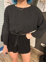 Süß Bluse Muster zum knoten gestreift in schwarz / grau / weiß Bayern - Frensdorf Vorschau