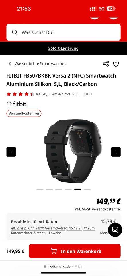 SMARTWATCH - Fitbit Versa 2 in Dortmund