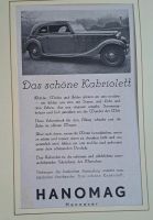 1936 Hanomag Kabriolett Oldtimer Automobil Werbung Reklame  Cabri Bayern - Lindau Vorschau