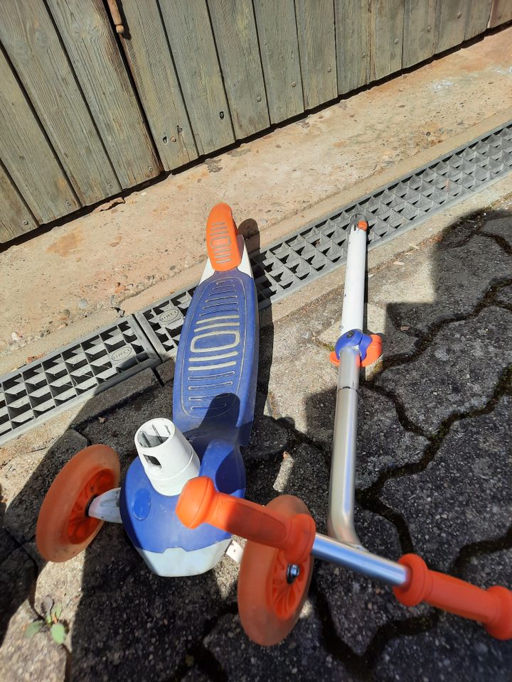 Scooter Tretroller Kinder Drei Rollen B1 500 blau/Orange,Oxelo in Maulburg