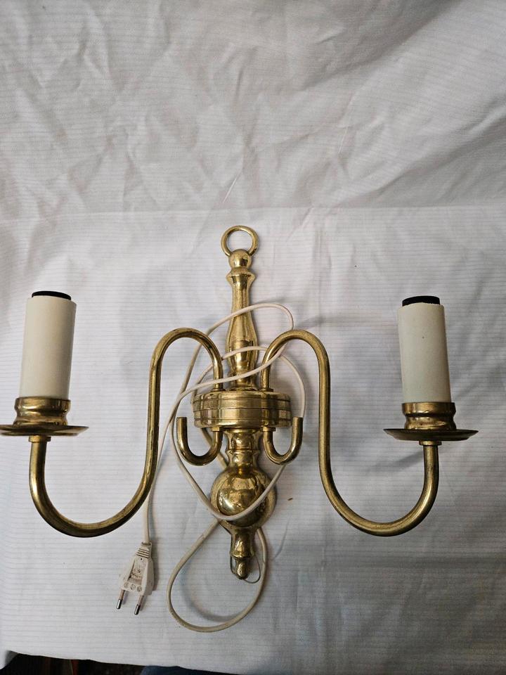 Wandlampe Messing Leuchter Antik Flämischer Leuchter 2 Armig in Bischofswerda