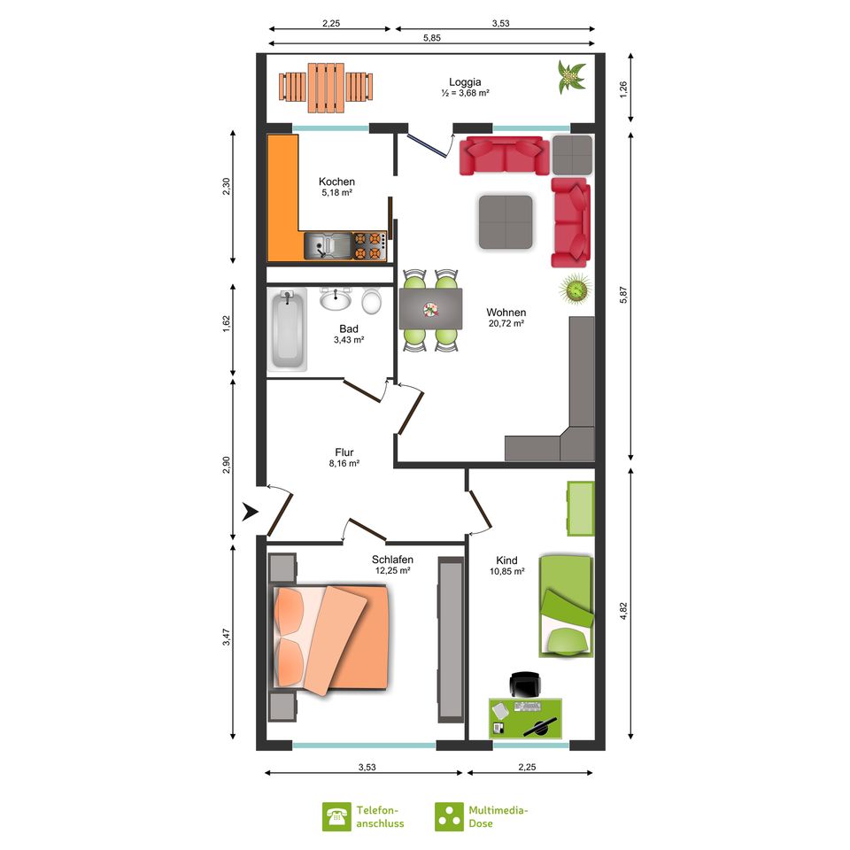 3-Raum-Wohnung mit Balkon und super Infrastruktur in Dresden