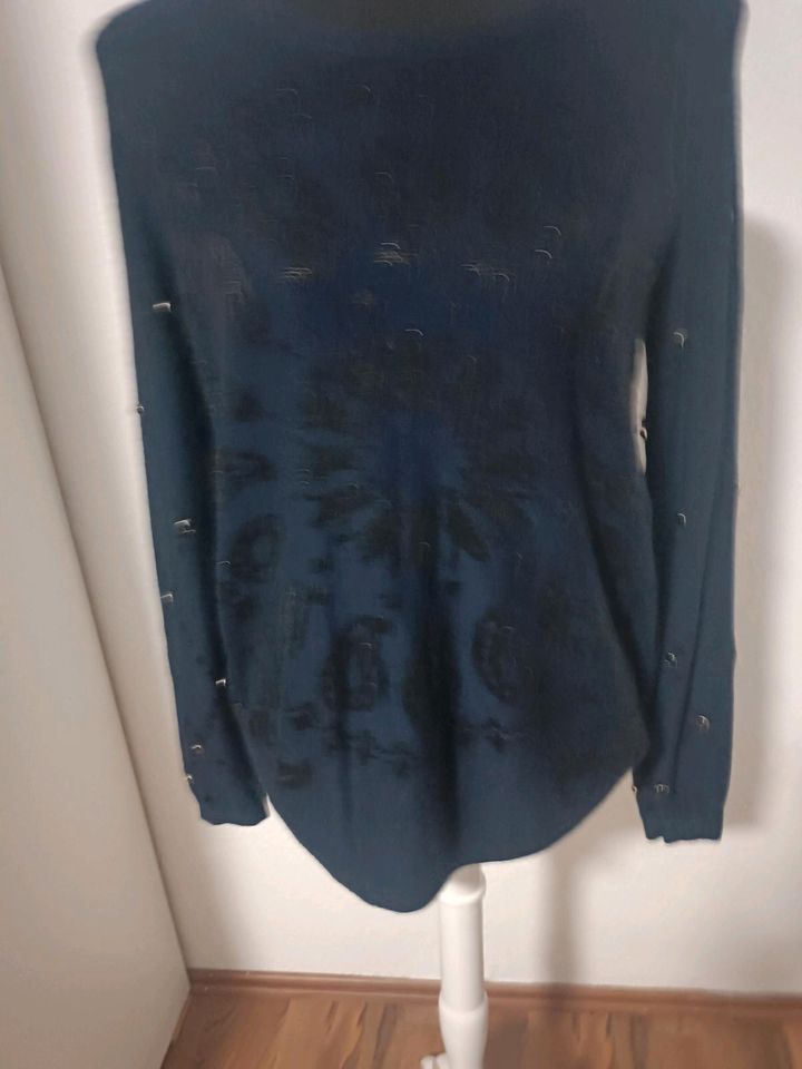 Desigual Pullover Pulli Gr.M 36/38 Dunkelblau Steine Glitzer Top in Wistedt