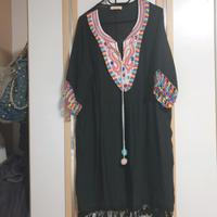 verspielte longtunika Kleid gr 44 schwarzbunt Steine Stickerei Nordrhein-Westfalen - Bergheim Vorschau