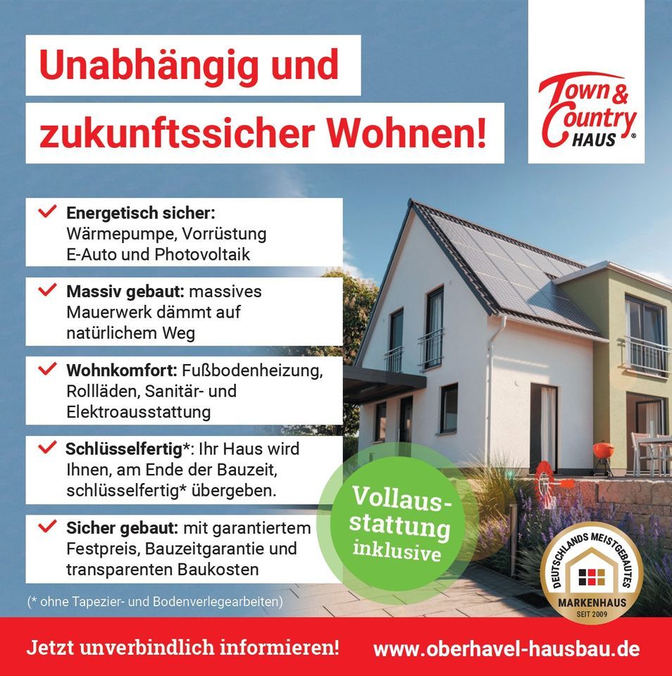 Vollausgestattetes Town & Country Haus in Nassenheide bei Oranienburg in Bahnhofsnähe - Nutzen Sie 170.000,- €  KFW Familienkredit für nur 0,69% Zinsen !!! in Löwenberger Land-Nassenheide