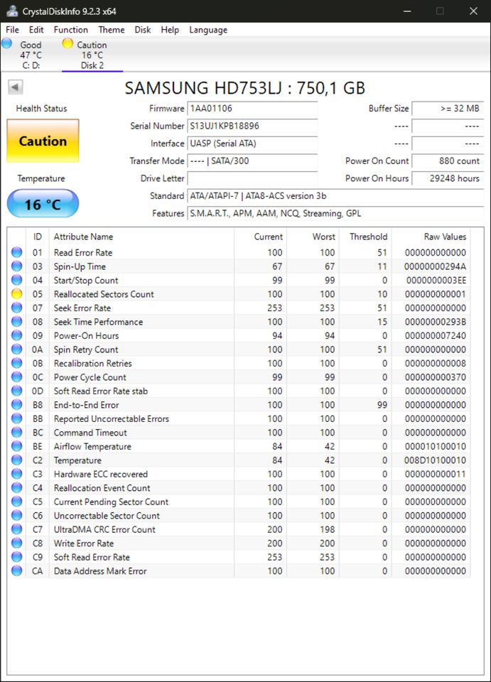 *Ersatzteilspender* 750GB 3.5" Festplatte Samsung HD SATA HD753LJ in Köln