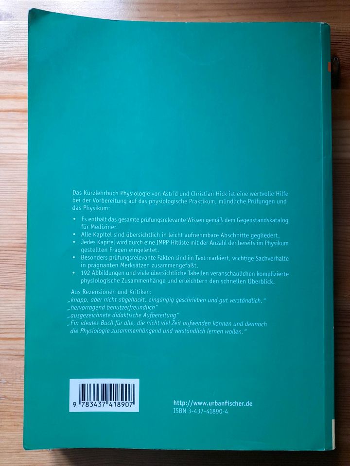 Kurzlehrbuch Physiologie, Hick, 3. Auflage, Urban & Fischer in München