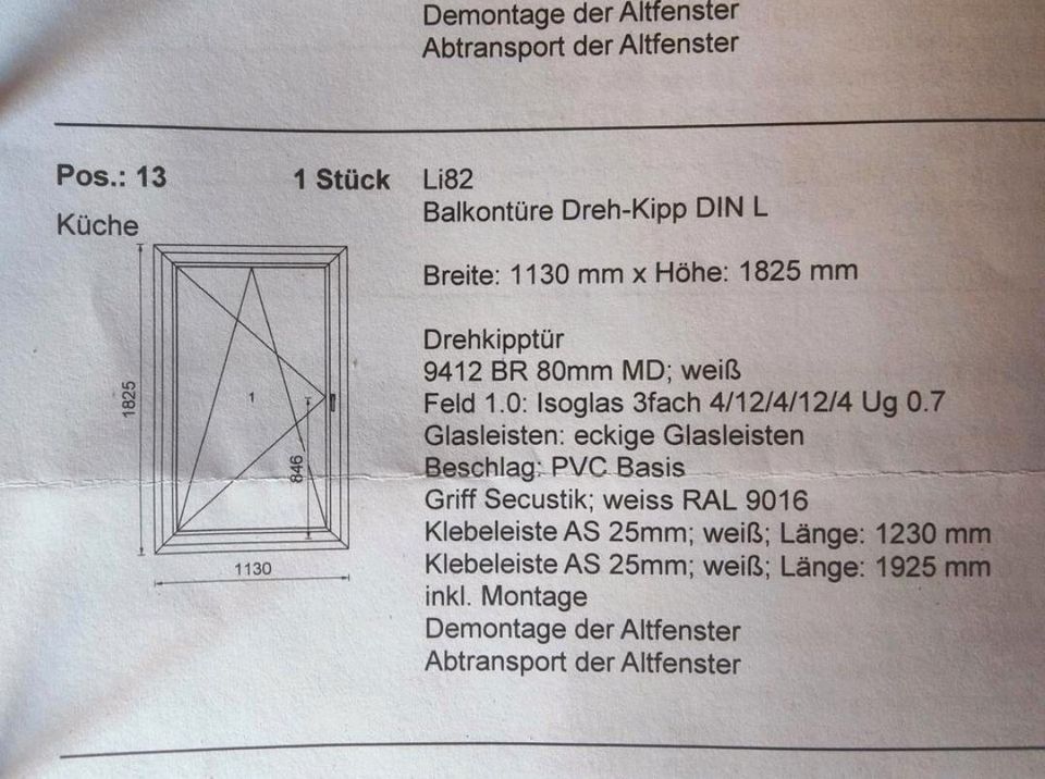 *Neu* Terassentür Fenster weiß Blaurock Schüco Li82 in Wildflecken