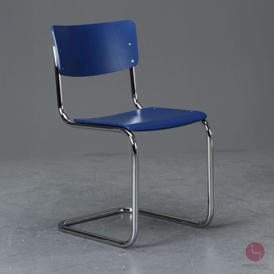 Thonet S43 Freischwinger Bauhaus Klassiker Stuhl Blau Schwarzblau in Würzburg