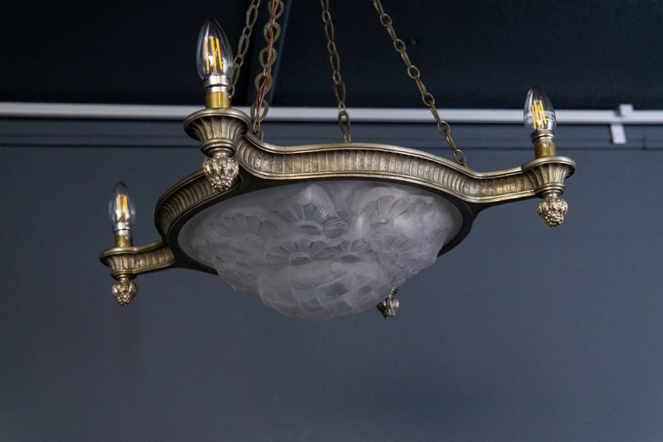 Art Deco Kronleuchter Degue' Leuchte Licht Lampe Antik Alt MÖBLIN in Berlin