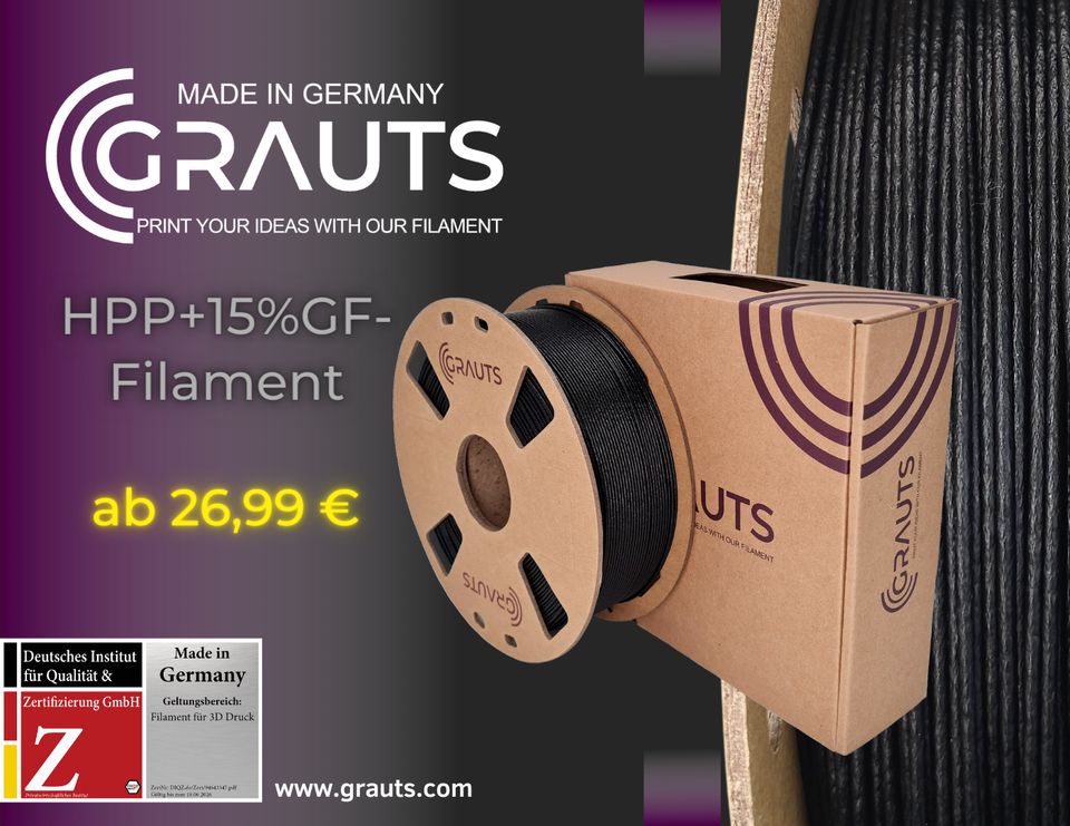 GRAUTS HPP+15%GF-Filament! Made in Germany! Schwarz in Löhne