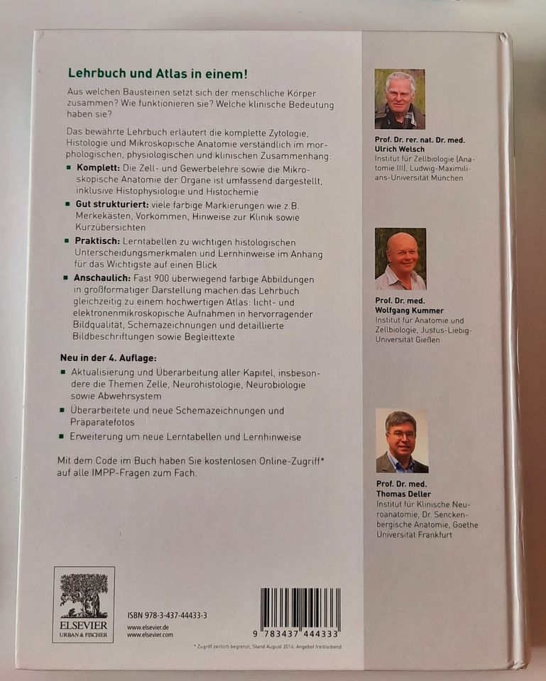 Lehrbuch Histologie: Zytologie, Histologie 4.Auflage in Nordenholz