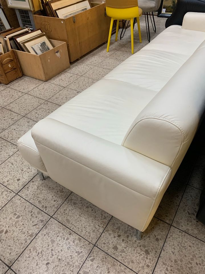 Sofa Leder Weiß großer 3-Sitzer (2 auf Lager, Preis je) in Bonn