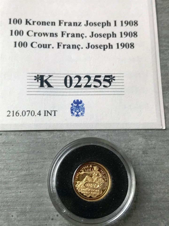 Goldmünze 0,5g - 0.333 Fr.-Joseph  Ø 11mm PP 100 Kronen in Eisenach