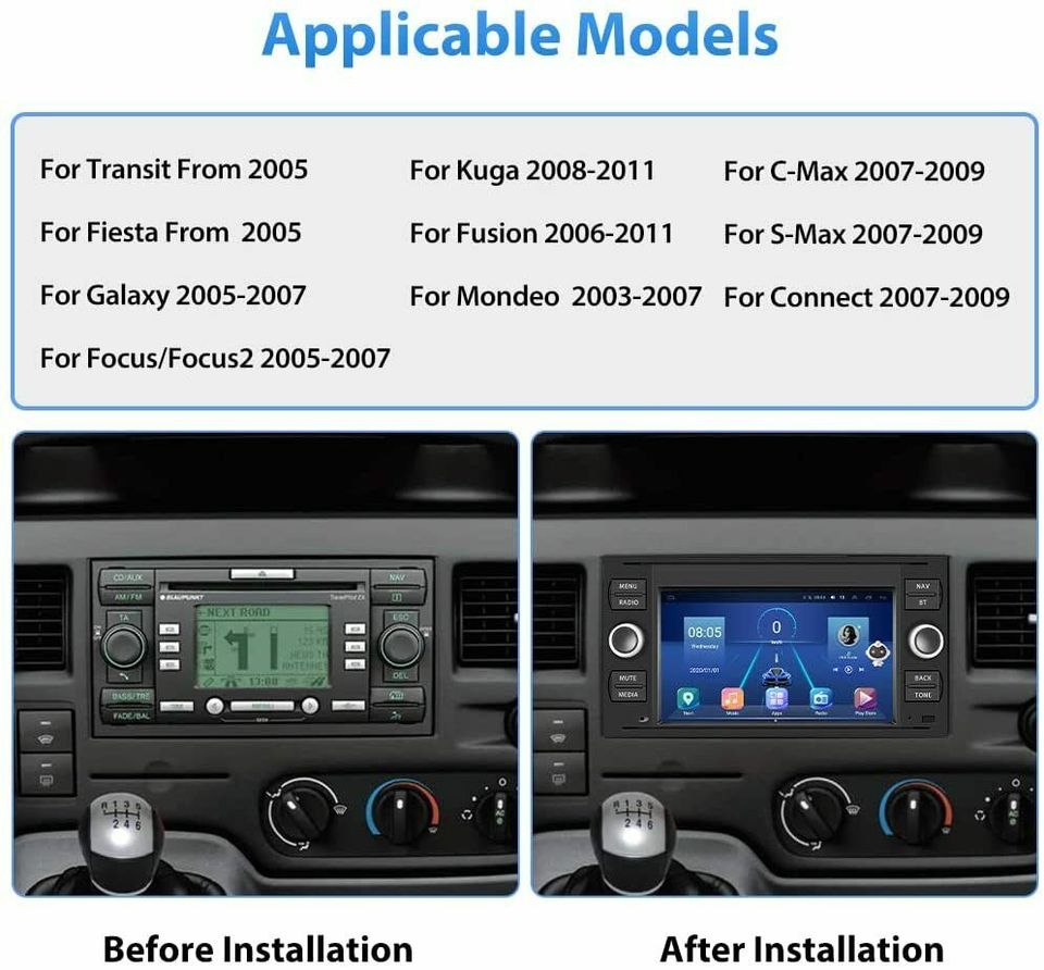 7 zoll  Android 11 Autoradio GPS Navi Wifi für Ford Transit  Fiesta  Focus  Galaxy  Mondeo  Fusion  Kuga  C-Max  S-Max  Connect in Dortmund