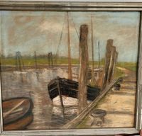 Original Gemälde Hafen Unterelbe Altona - Hamburg Blankenese Vorschau