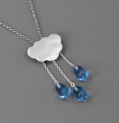 Regenwolke Ohrringe aus 925 Sterling Silber Wolke mit Aquamarin in Geisingen