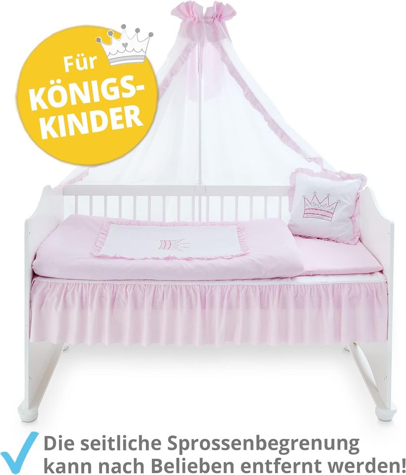 Krone Rosa Weiss Babybett Kinderbett  umbaubar 140/70cm in Ostbevern