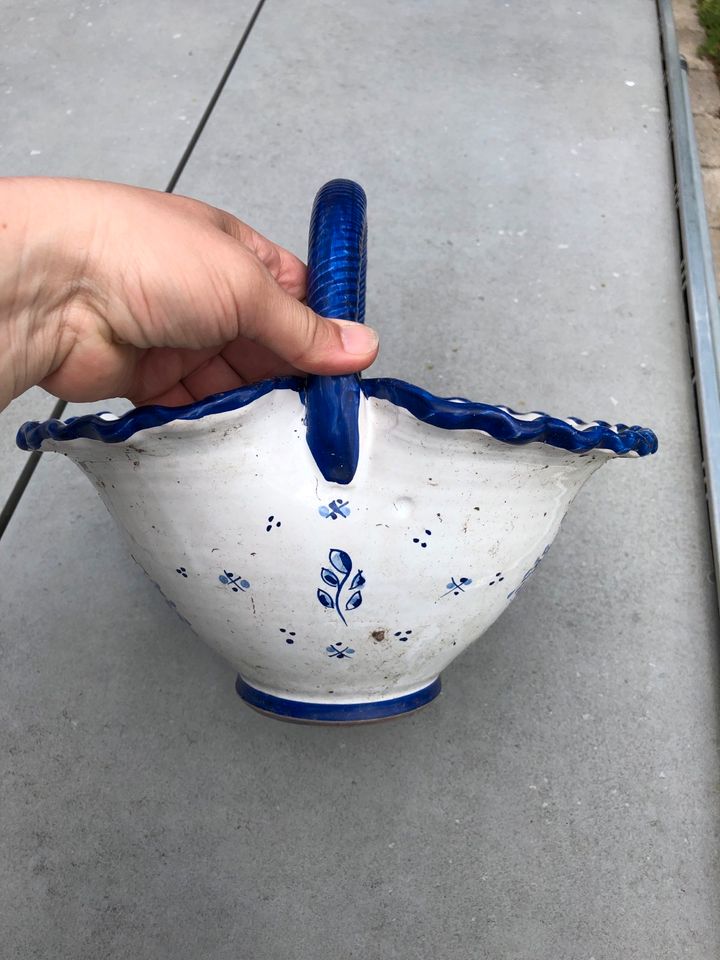 Pflanzschale, Keramik Topf blau-weiß zu verschenken in Großkarolinenfeld