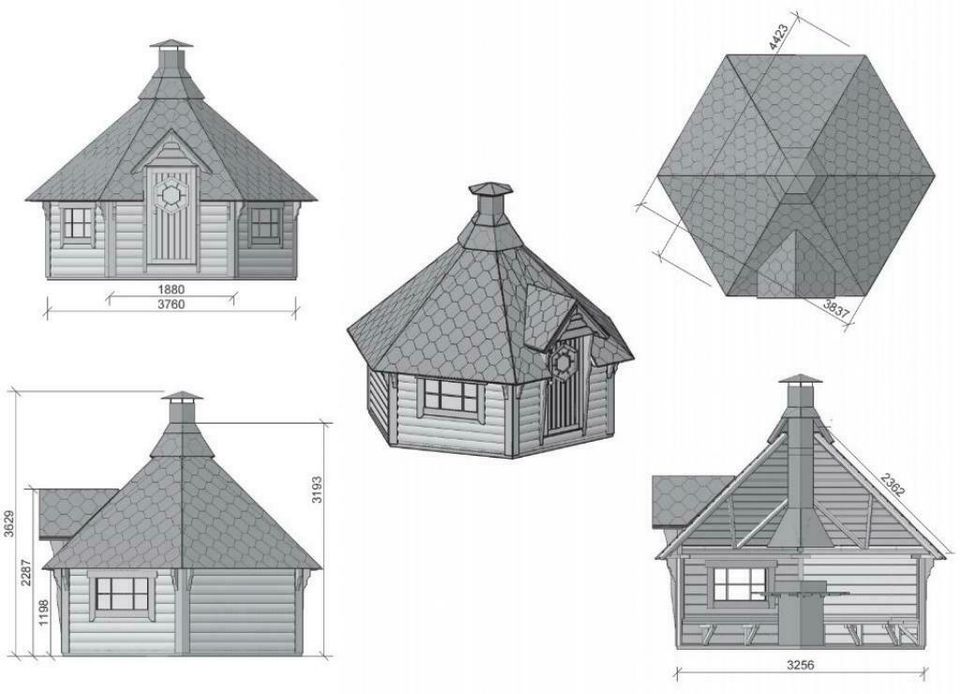 Agande Grillkota Pavillon Gartenhaus Grillhütte Kota Holz, 383812 in Versmold