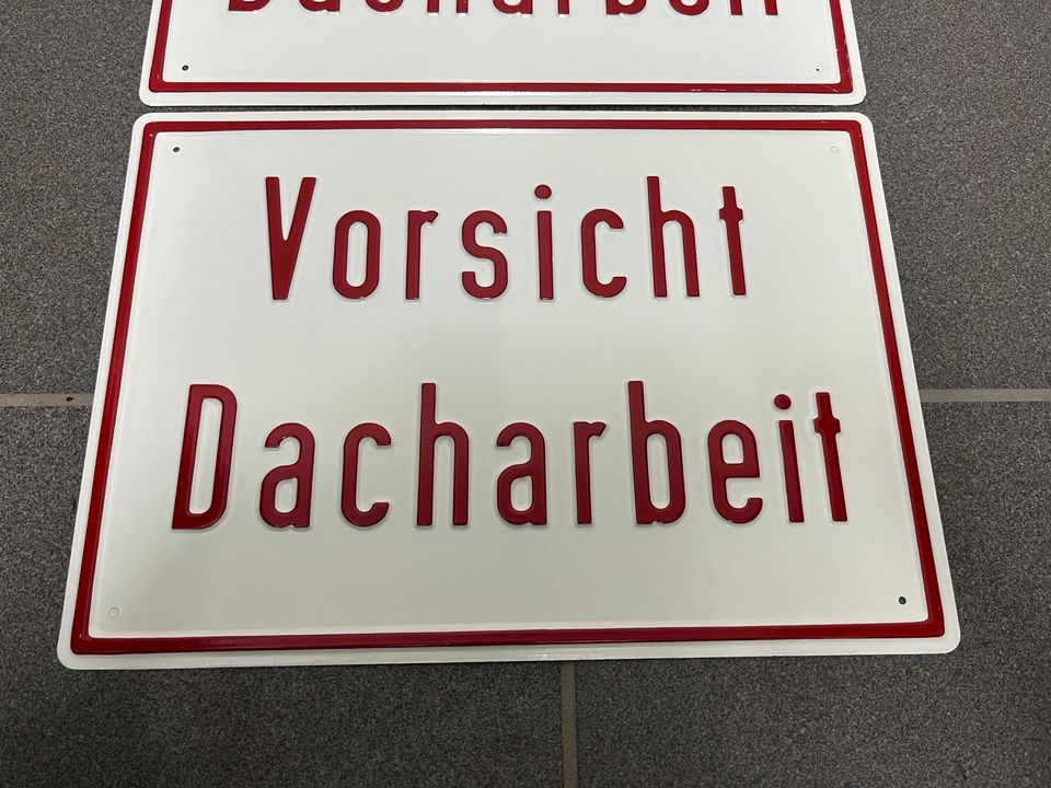 Metall Schild Vorsicht Dacharbeit Zimmerei Hausbau Garage Dach BW in Neunburg