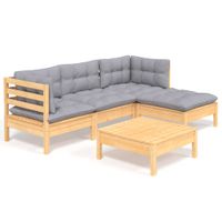 5-tlg. Gartenlounge Set mit Grauen Kissen Kiefernholz Couch Sofa Bayern - Bad Kissingen Vorschau