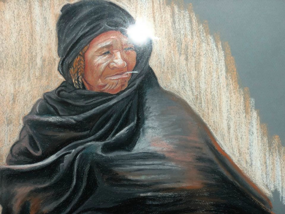 Original- Gemälde Berberin Marokko Pastellgemälde in Düsseldorf