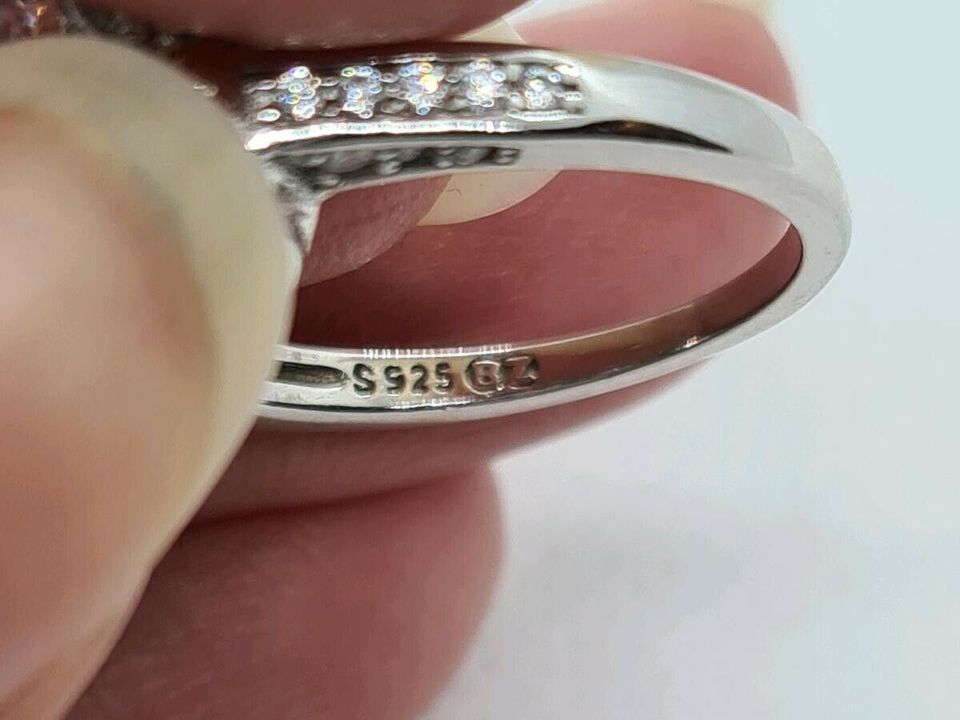 Pompöser Ring 925 Silber großer Zirkonia 17,2 mm Gr.54 Juwelkerze in Jockgrim