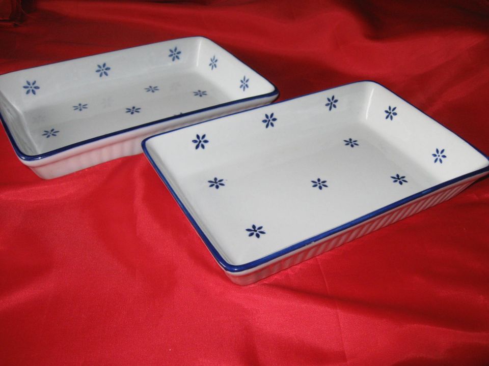 2 einwandfreie schöne 'Gratin-Formen weiß-blau, 22,5x15,3 cm, in Kaiserslautern