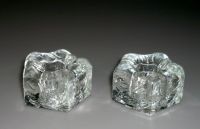 2 x Glas Kerzenhalter • 5 eckig massiv •gemustert • 5cm x 3cm Lübeck - St. Gertrud Vorschau