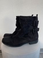 Stiefeletten schwarz Wildlederoptik Gr. 42 Hessen - Guxhagen Vorschau