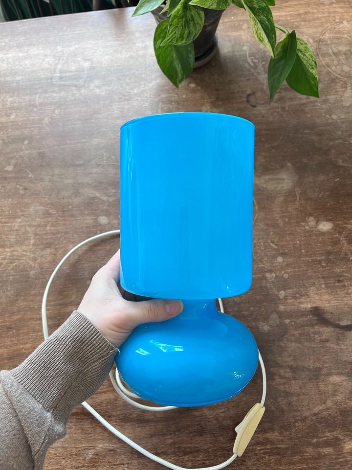 Retro IKEA Lykta Tischlampe Blau inkl. Glühbirne in Stuttgart