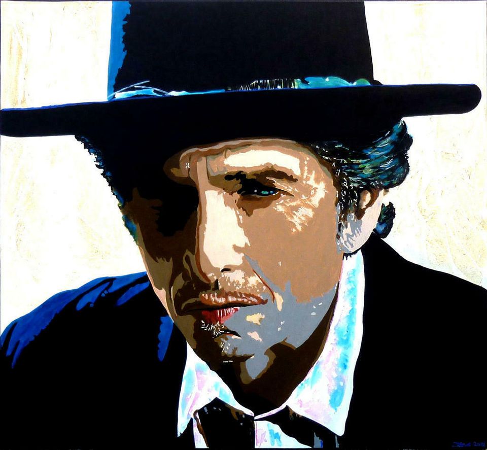 Acrylbild - POP ART " " Bob Dylan " " 80 x 80 cm Handgemalt in Herschbach